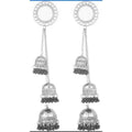 Stylish Kashmiri Hanging Three Jhumkas And Mirror Earrings