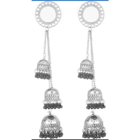 MS Fashion India Stylish Kashmiri Hanging Three Jhumkas And Mirror Earrings