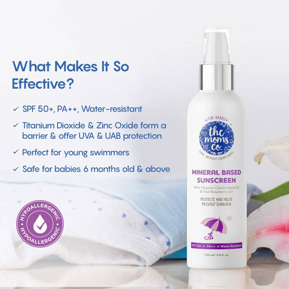 The Moms Co Waterproof SPF 50+ Natural Mineral Based Baby Sunscreen For UV-A & UV-B Protection