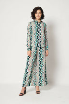 Light Blue Crepe Digital Printed Top With Matching Trouser - Shivani