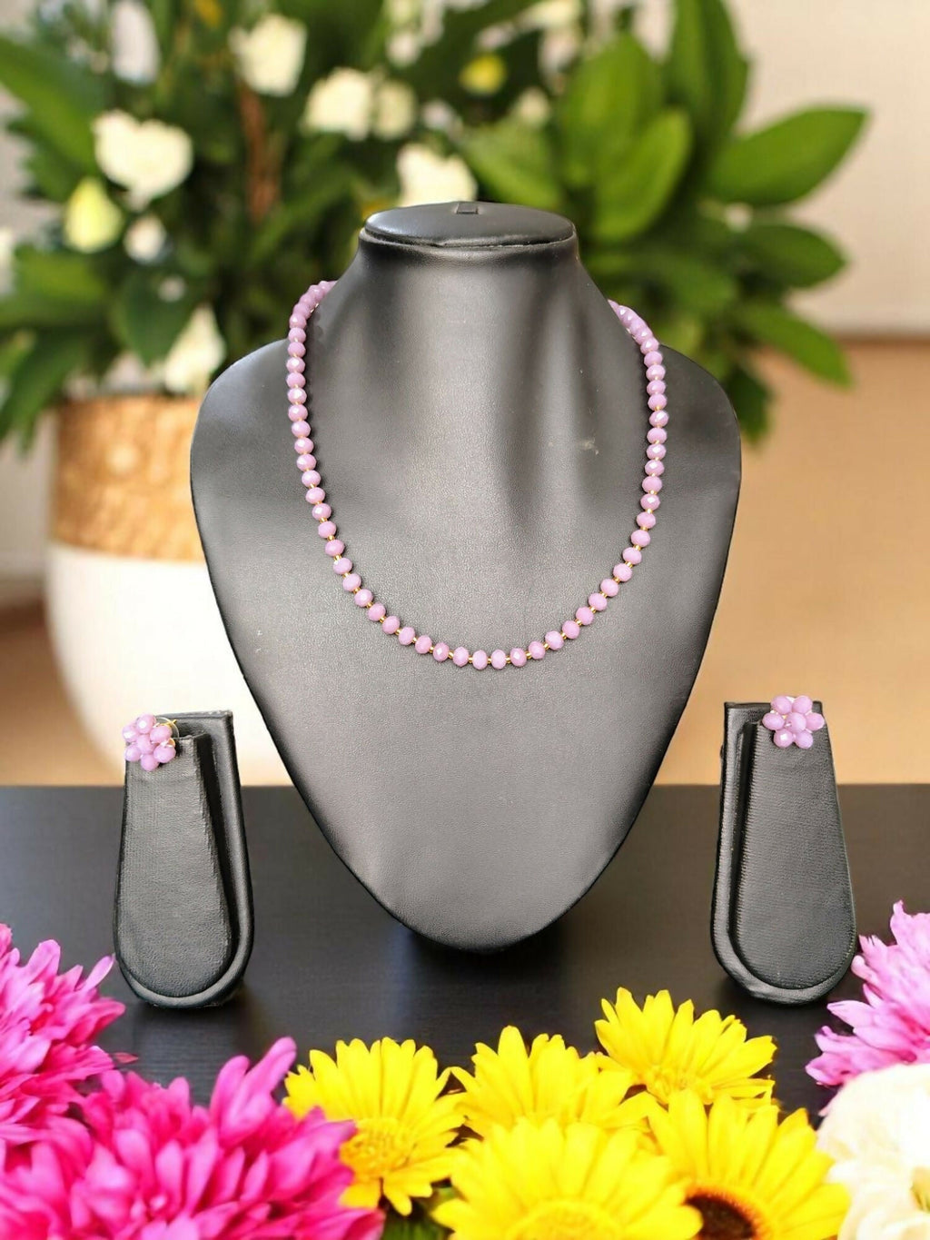 Inhanns Crystal Bloom – Single Line Necklace + Studs - Purple Type