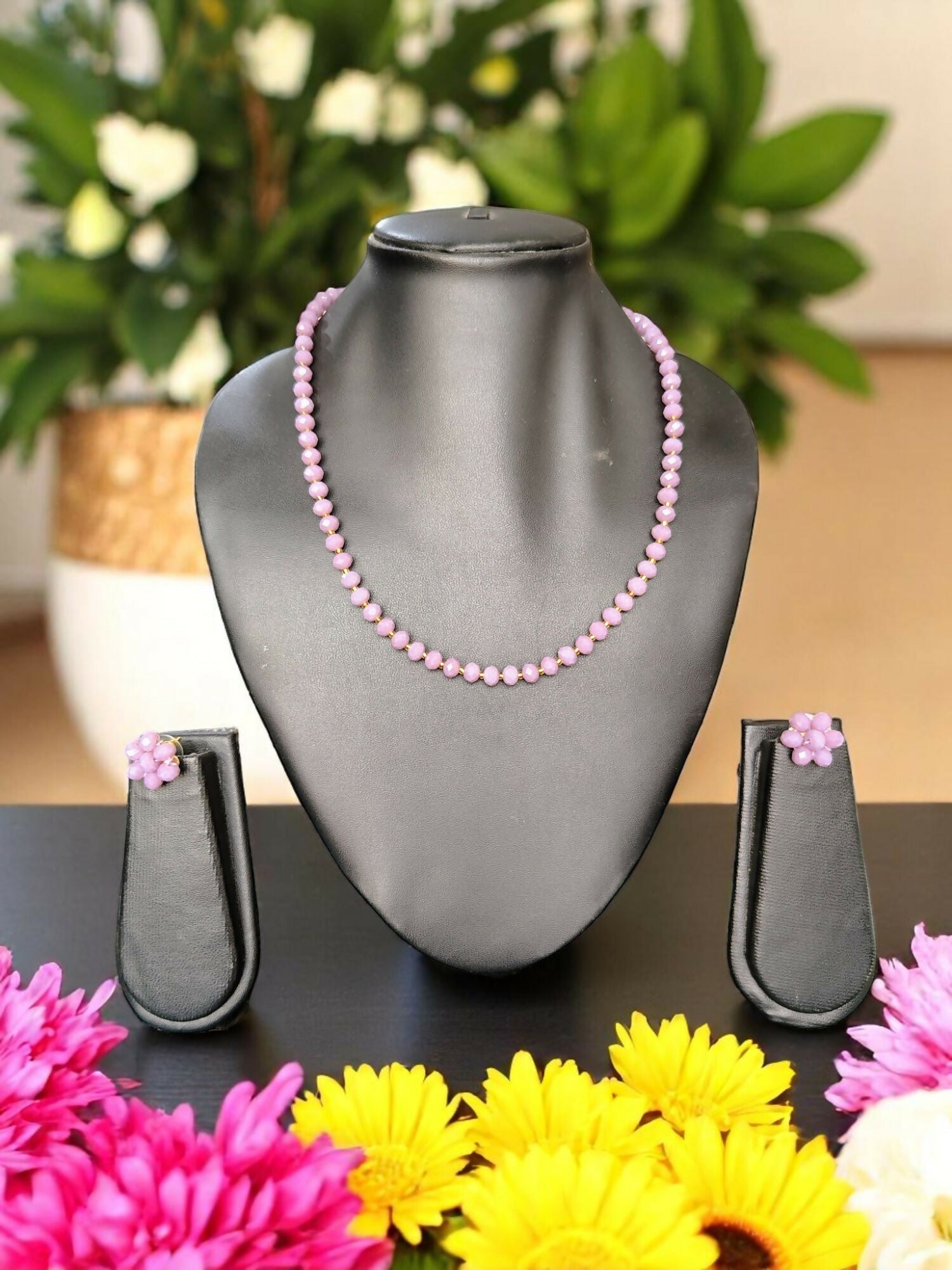 Inhanns Crystal Bloom – Single Line Necklace + Studs - Purple Type