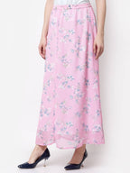 Myshka Pink Color Georgette Printed Skirt