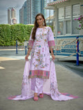 Joban Fashion Purple Position Digital Print With Position Foil Kurta Set - Distacart