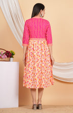 House of RP Women Rayon Peach Floral Printed Dress - Distacart