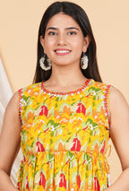 House of RP Women Rayon Yellow Abstract Printed Dress - Distacart