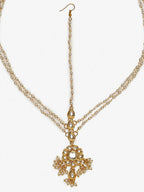 Gold-Plated White Kundan Studded Matha Patti - Ruby Raang - Distacart