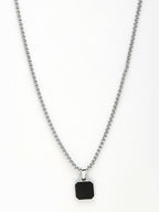 NVR Men's Silver-Plated Artificial Stone Stainless Steel Pendant with Chain