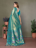Aastha Fashion Sea Green Tissue Silk Paithani Woven Saree - Distacart