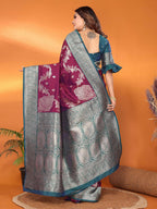 Joban Fashion Banarasi Purple Woven Soft Silk Saree - Distacart