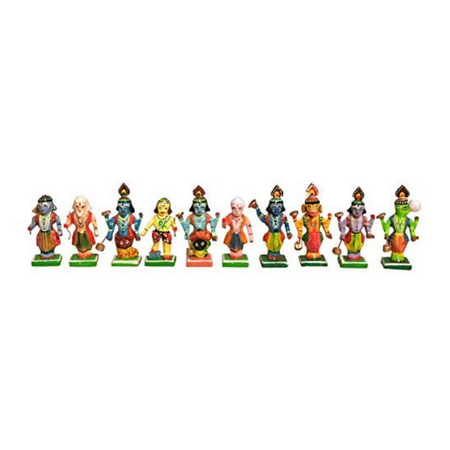 Hast Shilp Wooden Vishnu Dashavataram Golu Navrathri Golu Dolls Set Collectible Handicraft Art