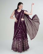 Purple Georgette Sequence Embroidered Lehenga Choli with Dupatta - Tanya