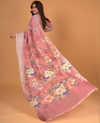 Mauve Cotton Silk Floral Printed Saree With Unstitched Blouse Piece - Akshita