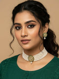 NVR Women Gold Plated White Kundan Jewellery Set - Distacart
