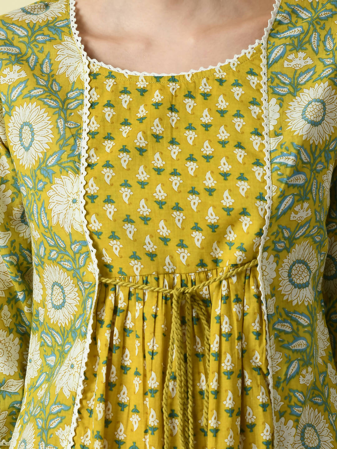 Myshka Women's Yellow Floral Printed Gown Dress - Distacart