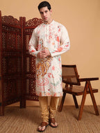 Off White Cotton Printed Chikankari Embroidery Work Kurta - Mahotsav