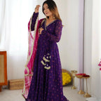 Teeya Creation Purple Faux Georgette Gown - Distacart