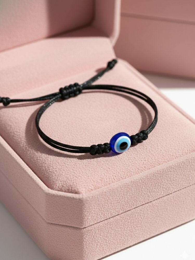 NVR Black Evil Eye Adjustable Bracelet for Men & Women - Distacart