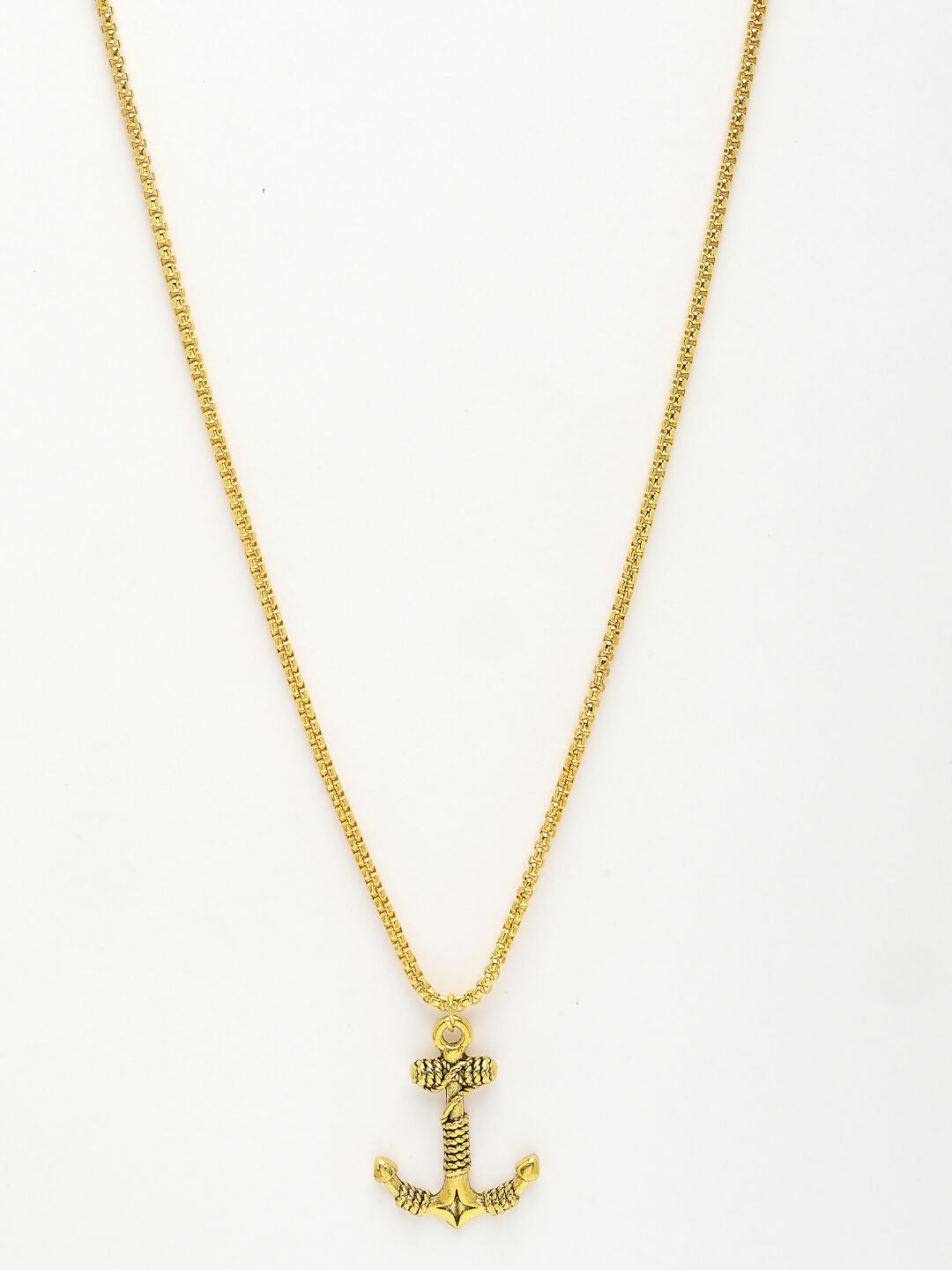 NVR Men's Gold-Polished Stainless Steel Pendant with Chain