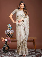 Shree Shyam Fashion Pankhuri Brown Linen Cotton Saree