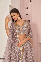 Eilara Mesmerizing Onion Pink Butterfly Net White Cotton Thread Zari Sandwich Sequence Work Lehenga Choli For Wedding
