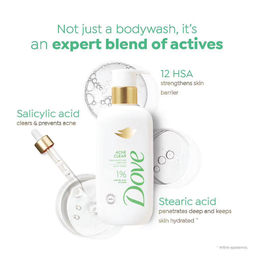 Dove Glow Recharge Exfoliating & Acne Clear Serum Body Wash Combo