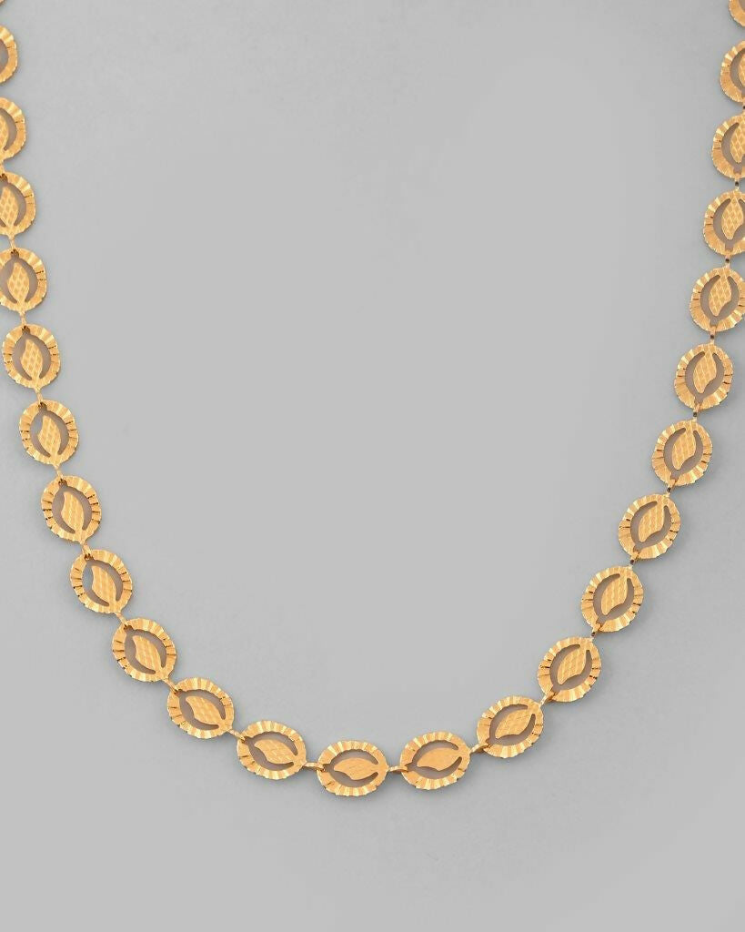 VOJ Women Gold-Polished Self Designed Oval Shaped Chain