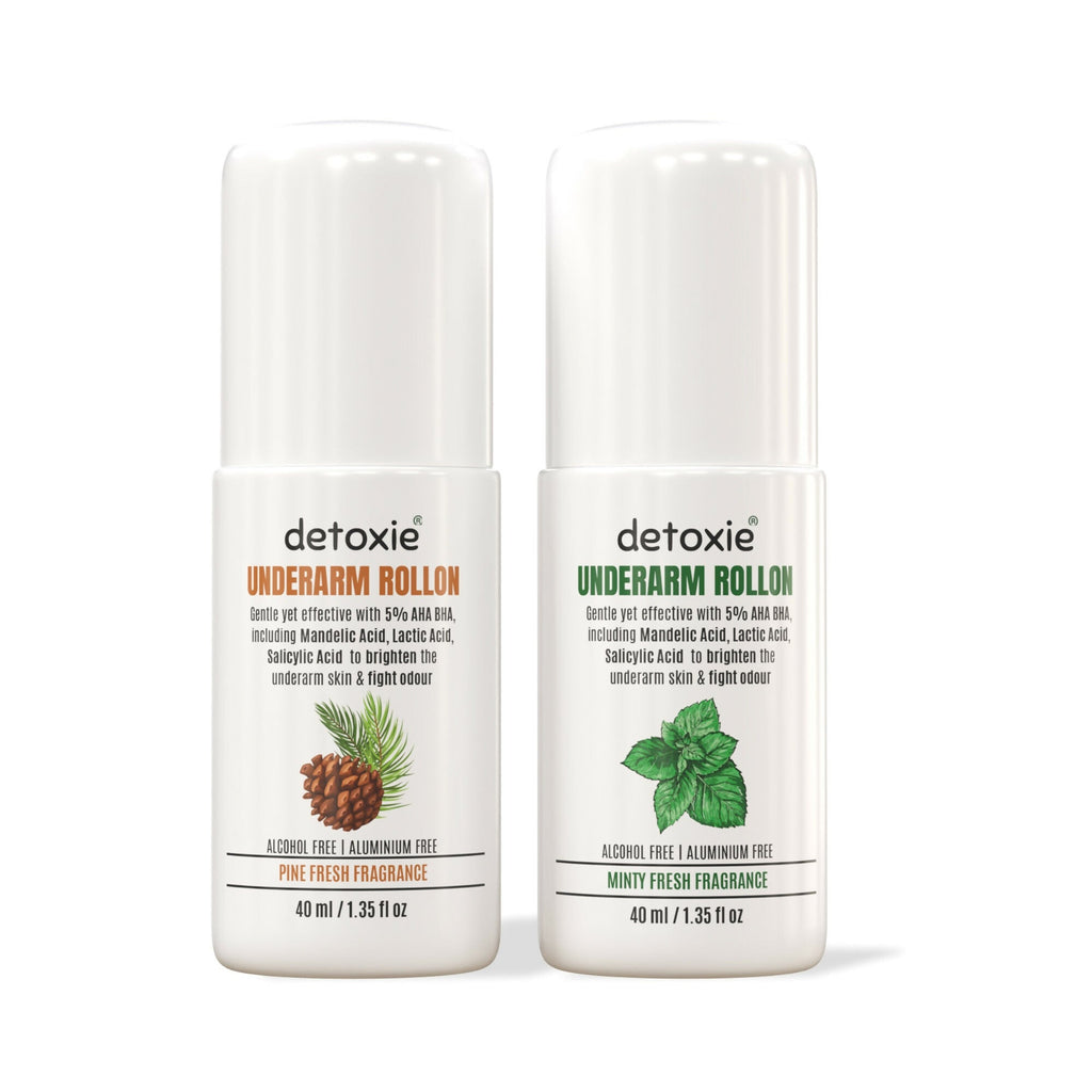 Detoxie 5% AHA BHA Underarm Lightening Deo Rollon Combo
