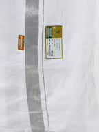 Ramraj Cotton Mens Pure Cotton 1 1 / 2 " Silver Jari Dhoti - White