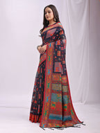 Shree Shyam Fashion Vastraloom Navy Blue Linen Cotton Saree