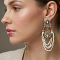 Jewel City Elegant Kundan & Green Emerald Pearl Drop Jhumka Earrings – Traditional Handcrafted Ethnic Jewelry - Distacart