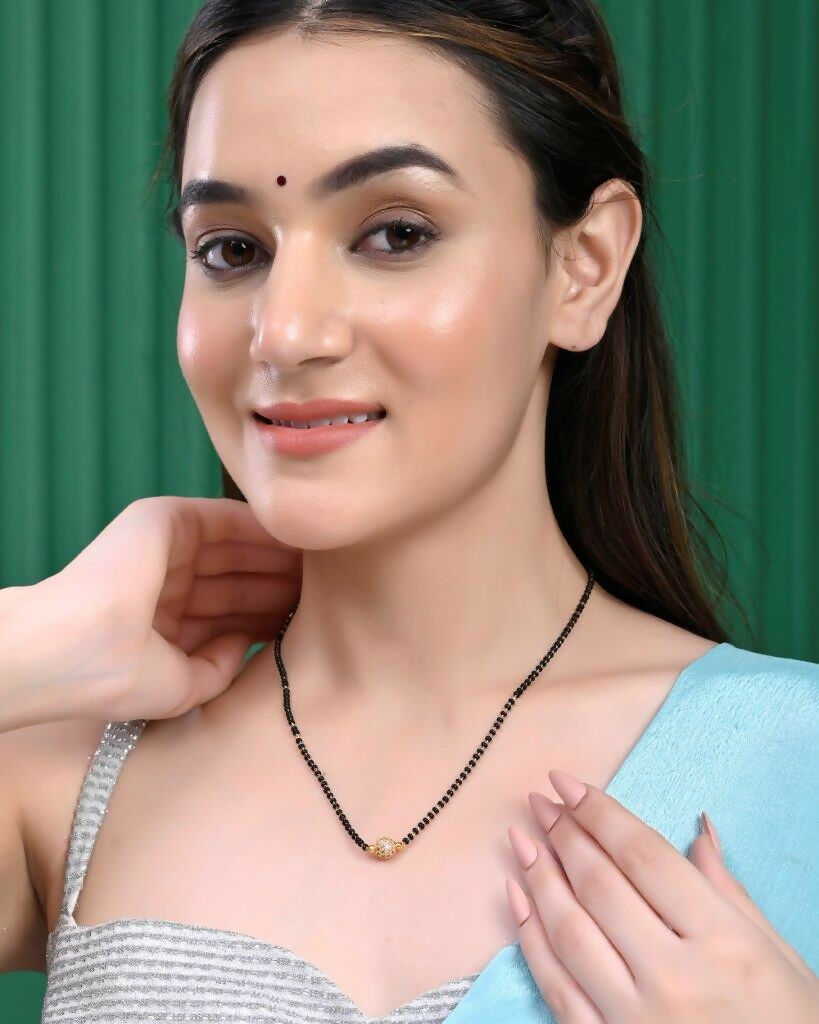 VOJ Gold-Plated AD-Studded & Beaded Mangalsutra - Distacart