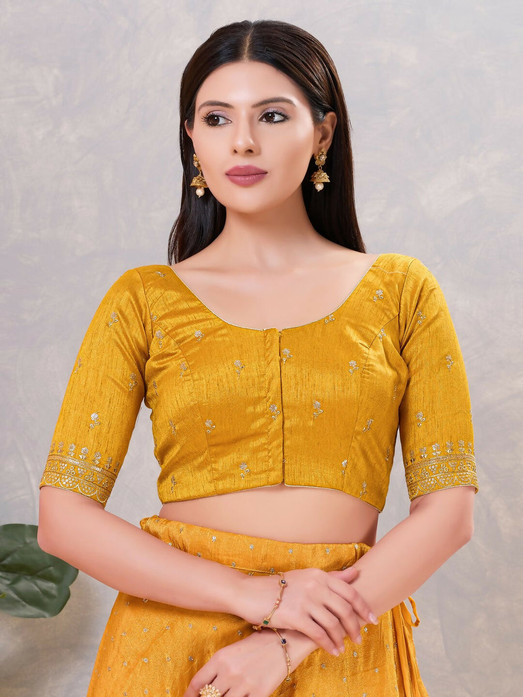 Joban Fashion Women Silk Mustard Stitched Blouse