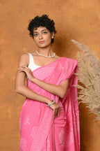 Very Much Indian Handblock Printed Cotton Saree With Natural Dyes - Pink - Distacart