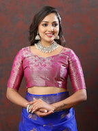 Lorenvalley Fashion Blue Soft Silk Woven Design Zari Weaving Saree