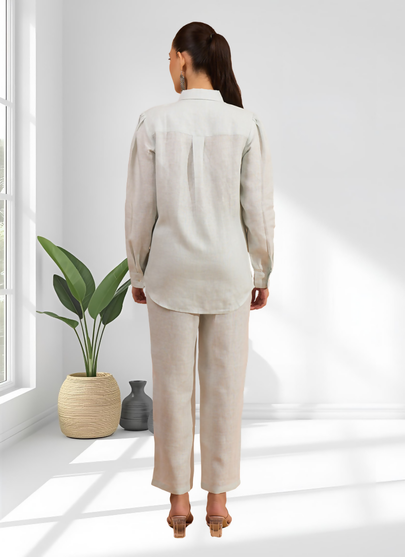 Joban Fashion Powder Blue Linen Embroidered Readymade Cord Set - Distacart