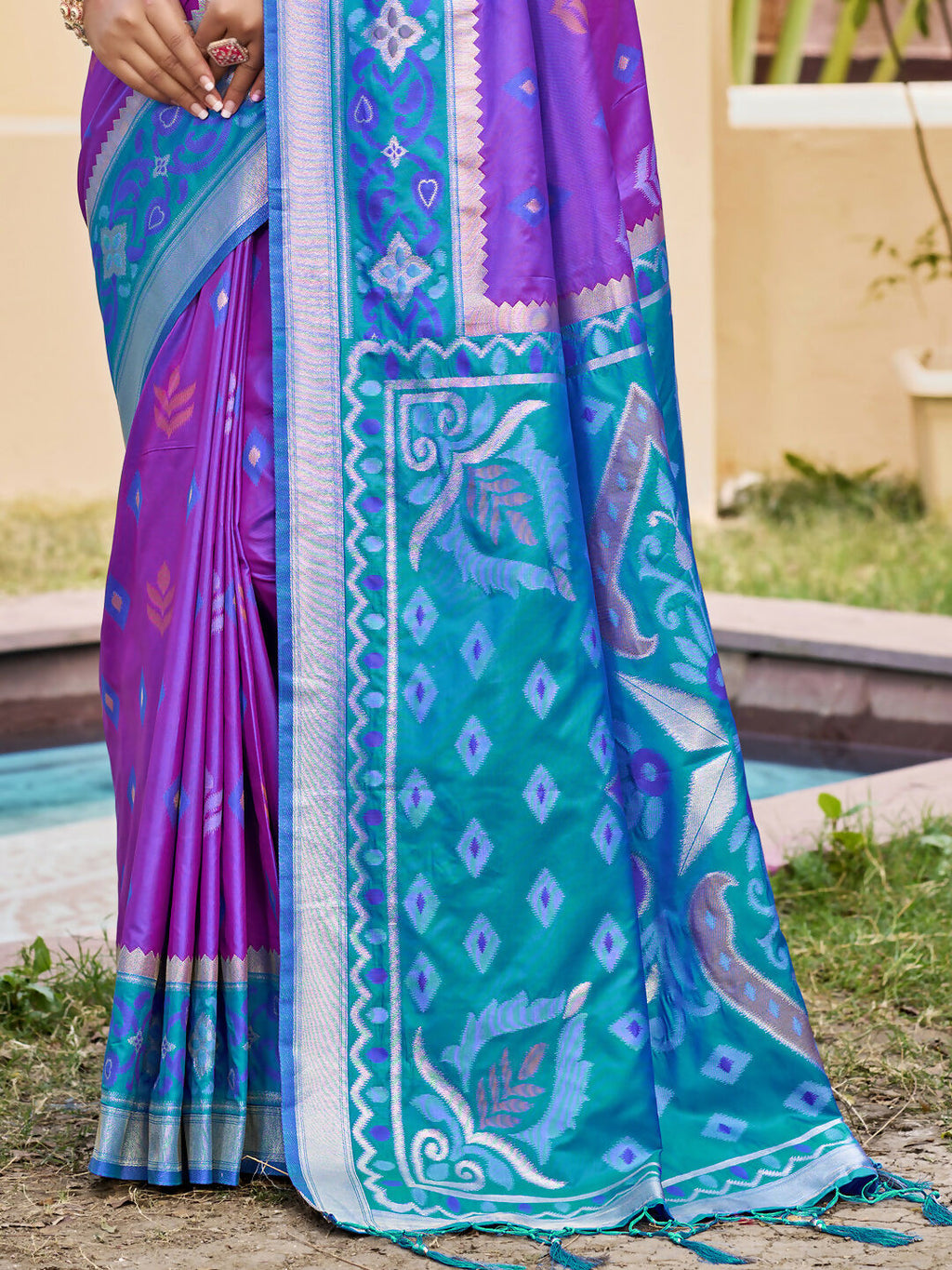 Shree Shyam Fashion Purple Pochampally Silk Saree - Distacart