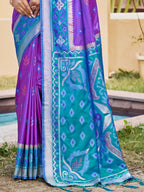 Shree Shyam Fashion Purple Pochampally Silk Saree - Distacart