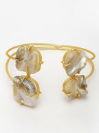 NVR Women's Gold-Plated Mother of Pearl Handcrafted Cuff Bracelet - Distacart