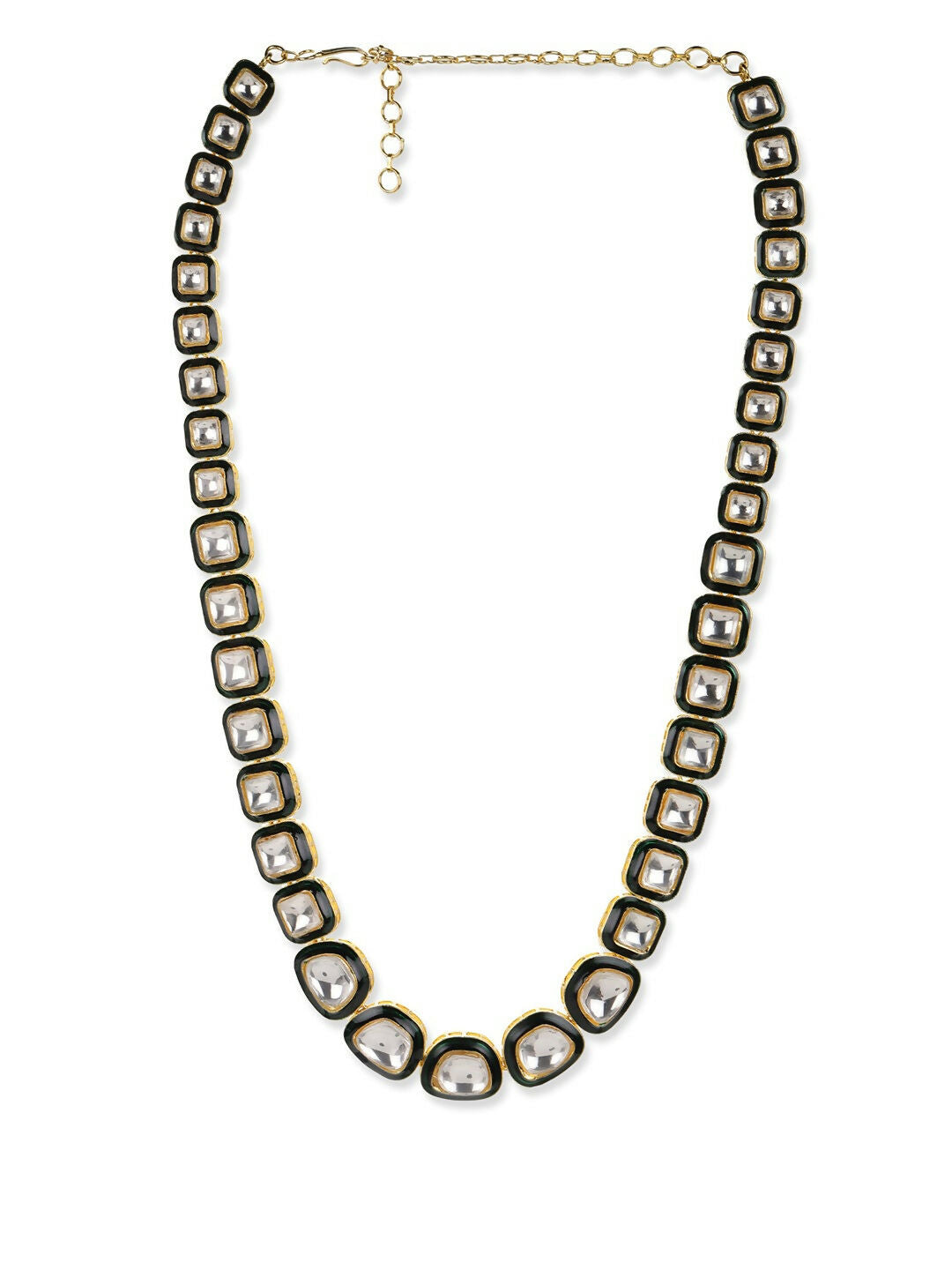 Meenakari Long Kundan Neckpiece- Ruby Raang
