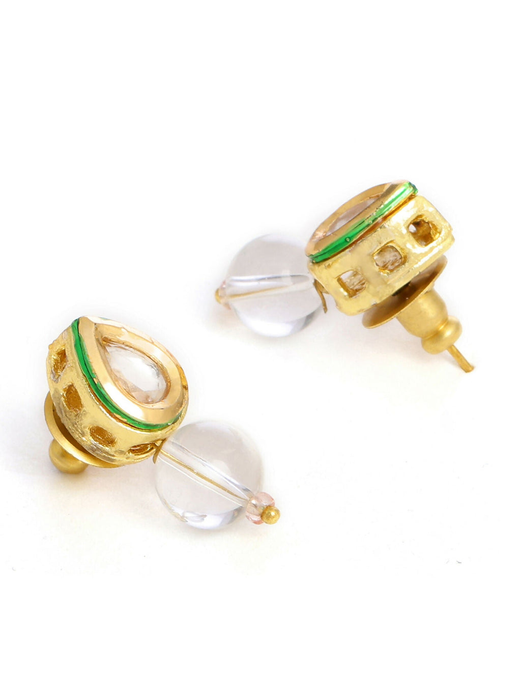 Ruby Raang White Clear Quartz Kundan Studs - Distacart