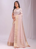 Shree Shyam Fashion Organza Peach Saree - Distacart