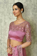 Pink Silk Plain Saree with Blouse Piece - Purvi