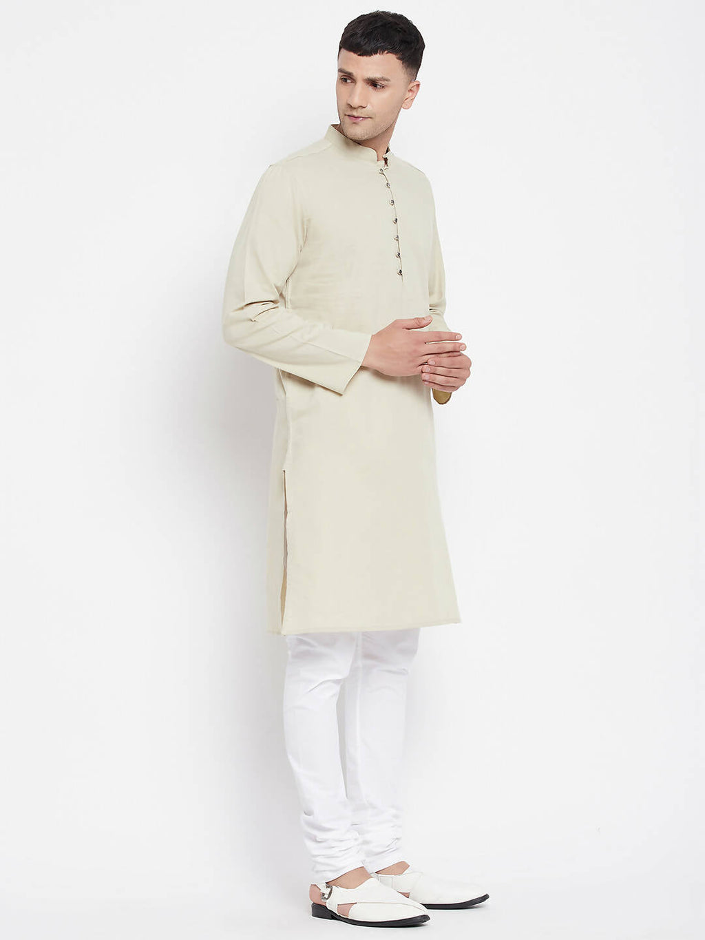 Even Apparels Pure Cotton Men's Kurta in Green Color With Band Collar - Distacart