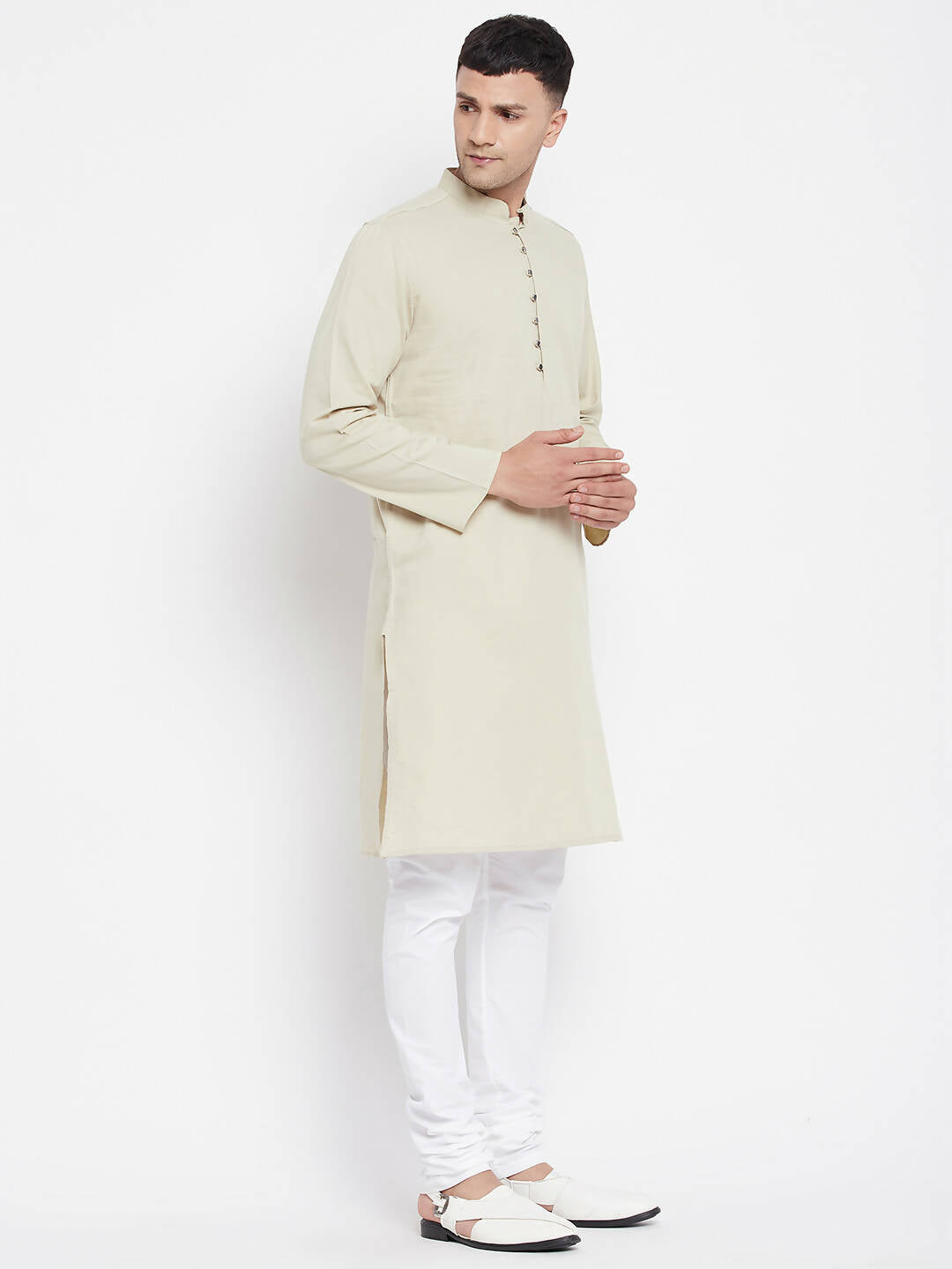 Even Apparels Pure Cotton Men's Kurta in Green Color With Band Collar - Distacart
