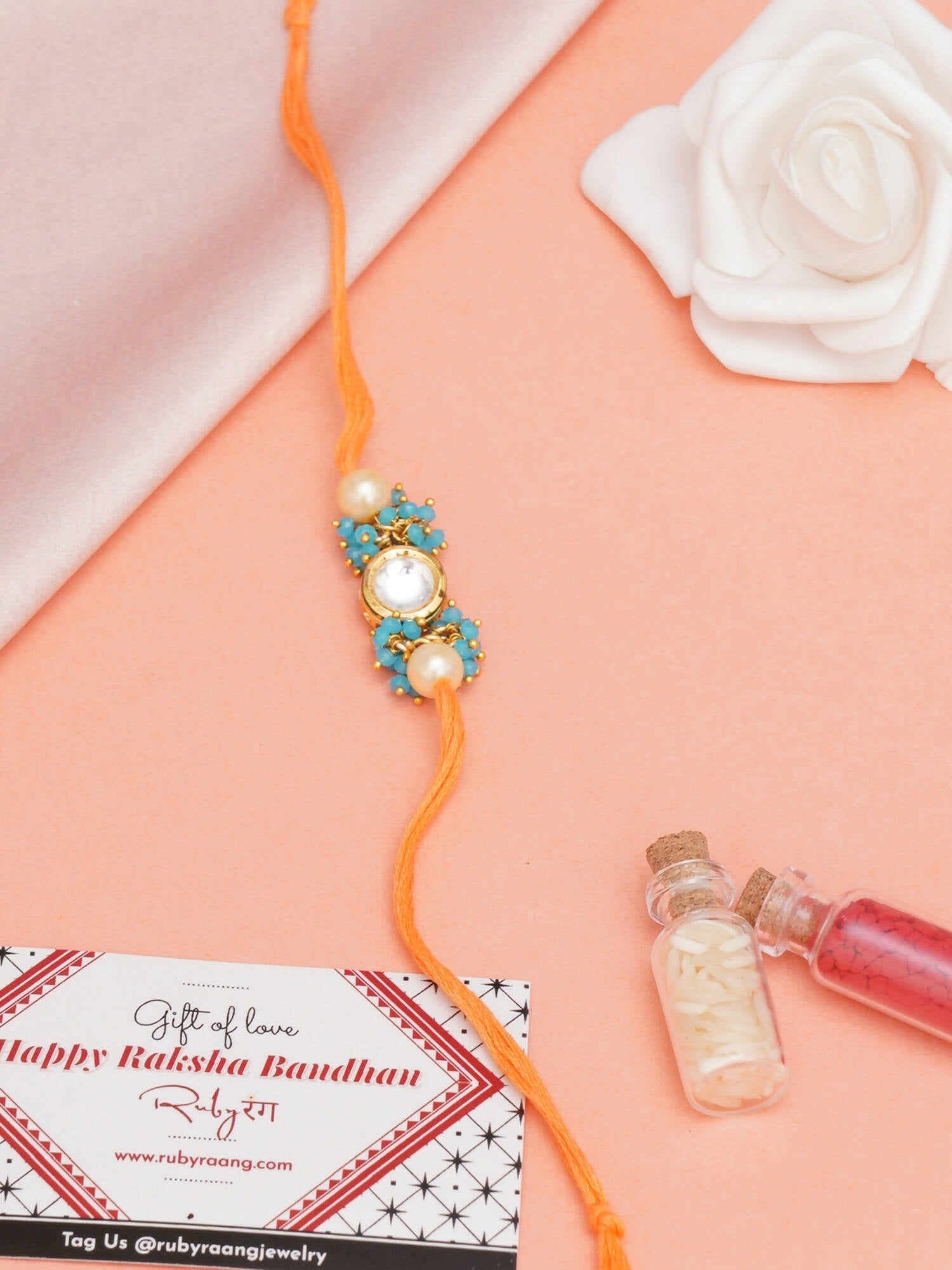 Designer kundan Rakhi - Ruby Raang - Distacart