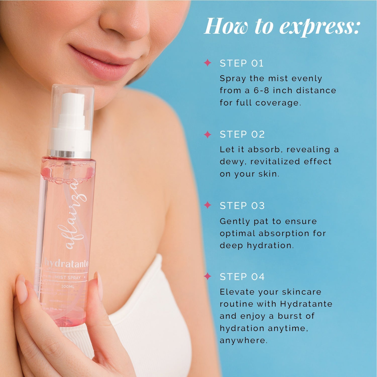Aflairza Hydratante Hydrating Mist Spray for Instant Skin Hydration & Refreshment For All Skin Types