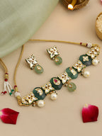 Ruby Raang Antique Kundan Stone Work Jewellery Set