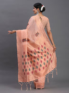 Shree Shyam Fashion Linen Cotton Peach Saree - Distacart