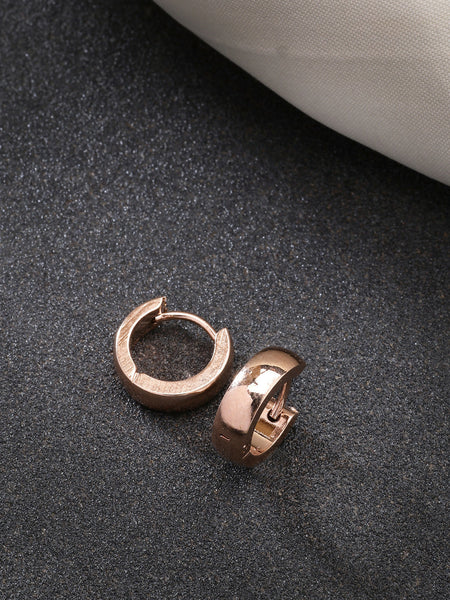 NVR Men's Rose Gold Stainless Steel Hoop Earrings